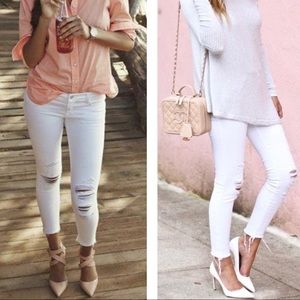 J Brand Ripped White Jeans (Demented) - Size 24